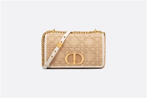 Borsa media Dior Caro Rafia Macrocannage naturale .